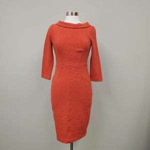 Boden Coral Orange Mia Knee Length Ribbed Shift Lined Dress US 6P Style J0039
